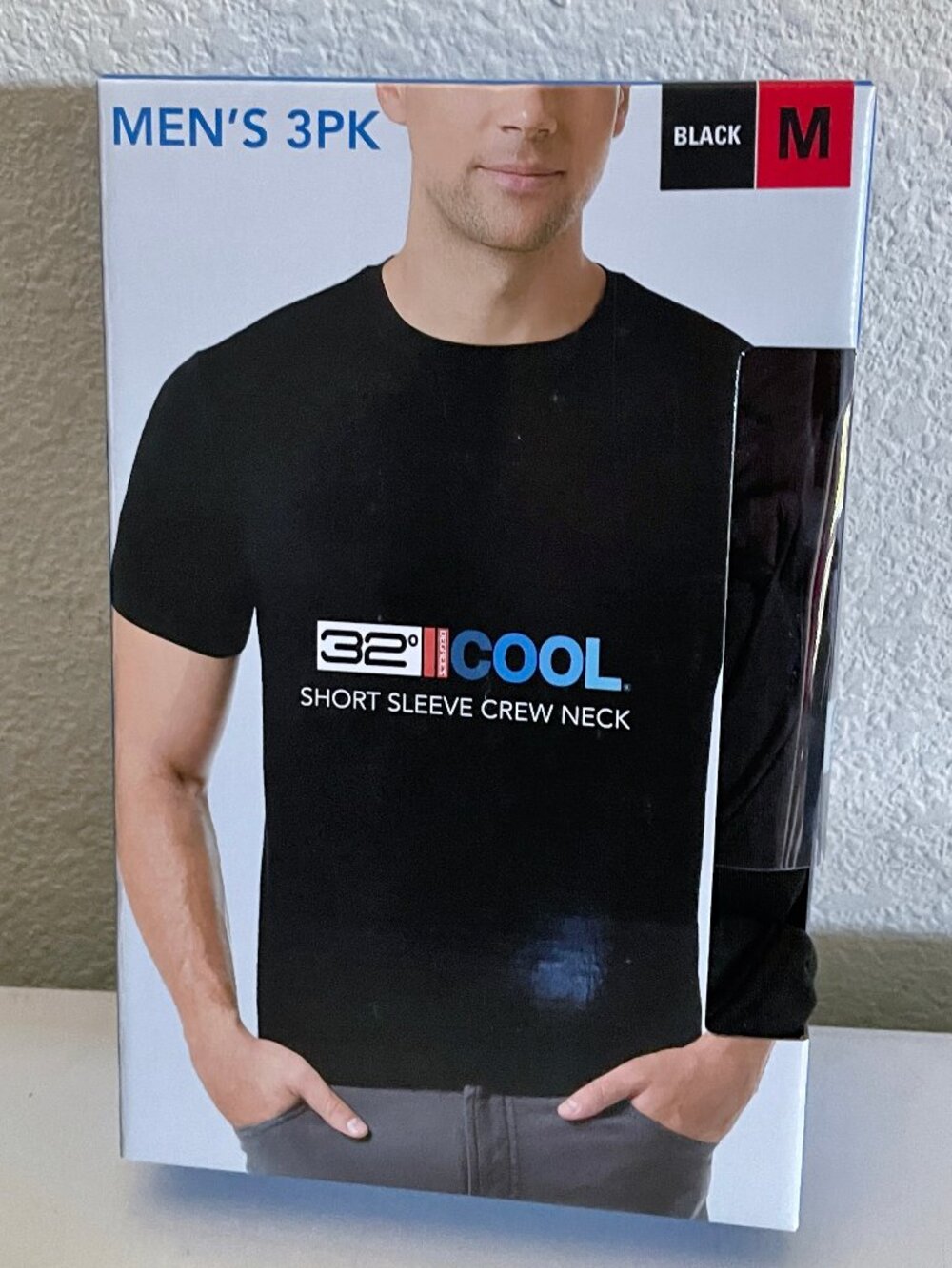 NEW 32 Degrees Men's Cool Tee, 3-pack Short Sleeve Crew Neck M NWT Black